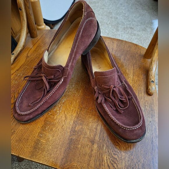 Paul Frederick Made in Italy Burgundy suede slip-on shoes - Picture 1 of 11